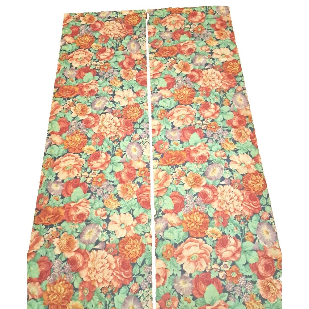 Pink Purple Floral Curtain Panels Set of 2 Roses Peony Cottage Boho 64x37